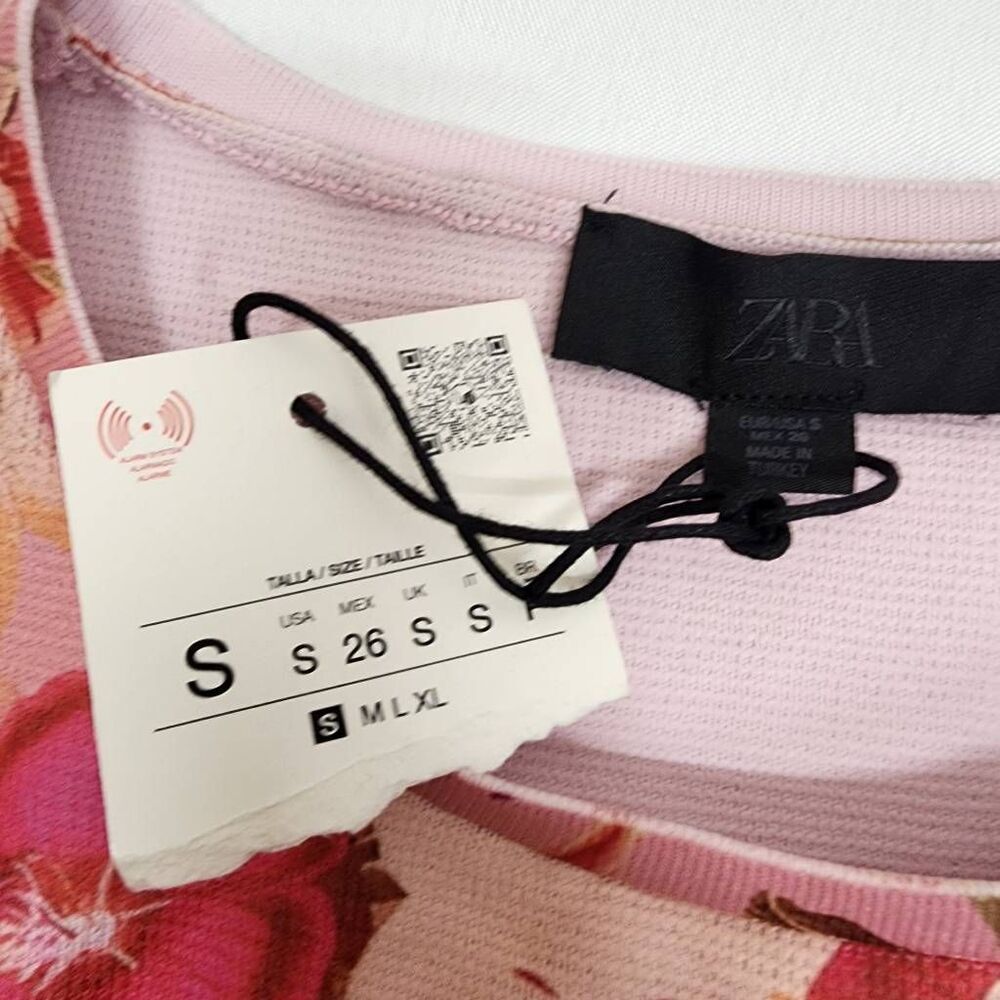 ZARA Women’s S Pink Floral Sleeveless Shift Dress Mini NWT - Picture 8 of 9
